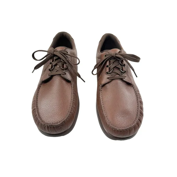 Sas Bout Time Lace Up Loafer Brown Pebble Leather Men's size 14 M