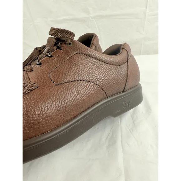 Sas Bout Time Lace Up Loafer Brown Pebble Leather Men's size 14 M