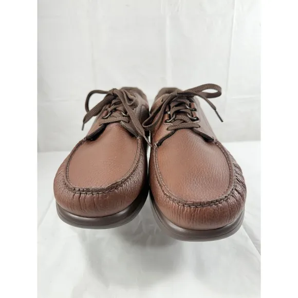 Sas Bout Time Lace Up Loafer Brown Pebble Leather Men's size 14 M