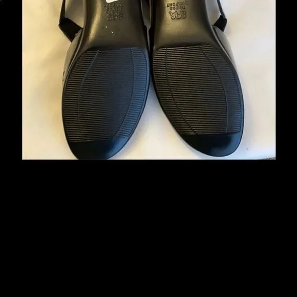SAS SUNBURST BLACK PATENT CUT OUT SANDALS.…