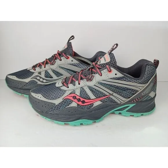 SAUCONY Excursion TR8 Women’s Trail Running Shoes 10 Gray Aqua Pink S15203-4