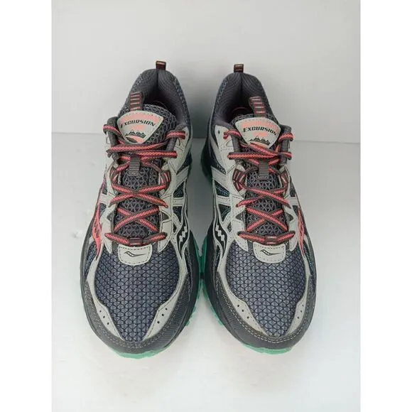 SAUCONY Excursion TR8 Women’s Trail Running Shoes 10 Gray Aqua Pink S15203-4