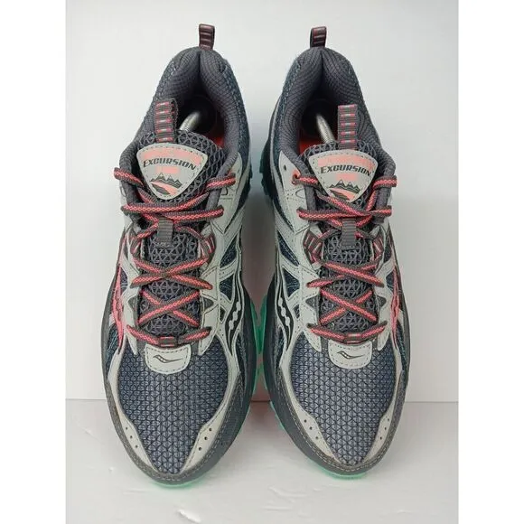 SAUCONY Excursion TR8 Women’s Trail Running Shoes 10 Gray Aqua Pink S15203-4