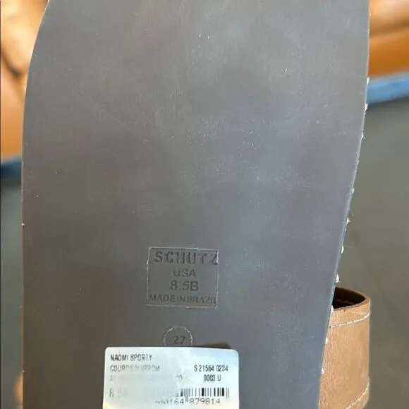 Schutz Naomi Sporty Brown Leather Sandals with Buckles size 8.5B
