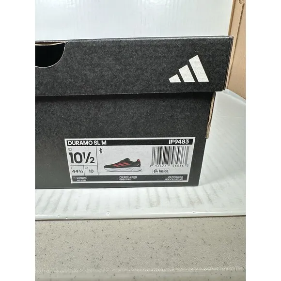 Size 10.5 Mens adidas DURAMO SL SHOES Core Black / Solar Red / Grey Six IF9483