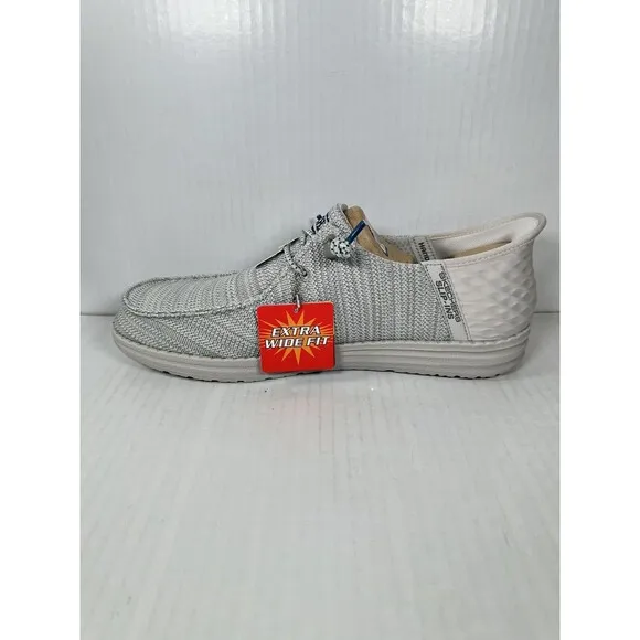Size 11.5 Extra Wide Skechers Melson-Bronn Slip-On Sneaker Shoe Light Gray NEW