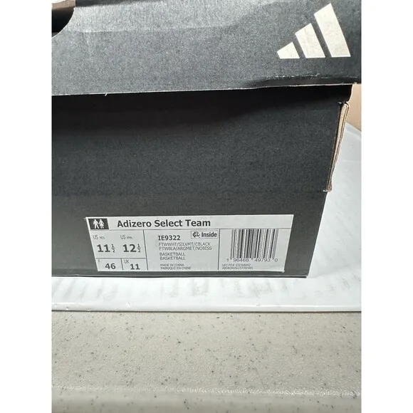 Size 11.5 Mens Adidas Adizero Select Team Basketball Shoes IE9322 White Black