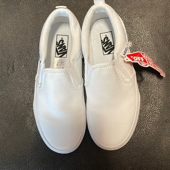 Size 2 in Youths White Vans