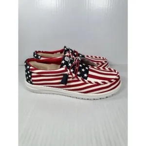 Size 9 Hey Dude Wally Men’s Americana Shoes Sneakers American Flag 40687-9CW