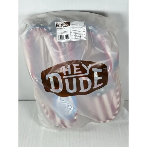 Size 9 Hey Dude Wally Men’s Americana Shoes Sneakers American Flag 40687-9CW