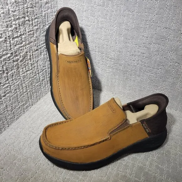 Skechers Parson Oswin Men's Size US 12 Brown Leather Slip On Shoes 204866WW
