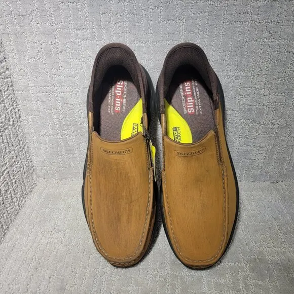 Skechers Parson Oswin Men's Size US 12 Brown Leather Slip On Shoes 204866WW