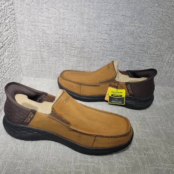 Skechers Parson Oswin Men's Size US 12 Brown Leather Slip On Shoes 204866WW