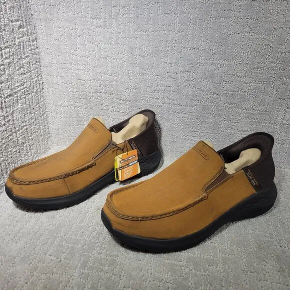 Skechers Parson Oswin Men's Size US 12 Brown Leather Slip On Shoes 204866WW