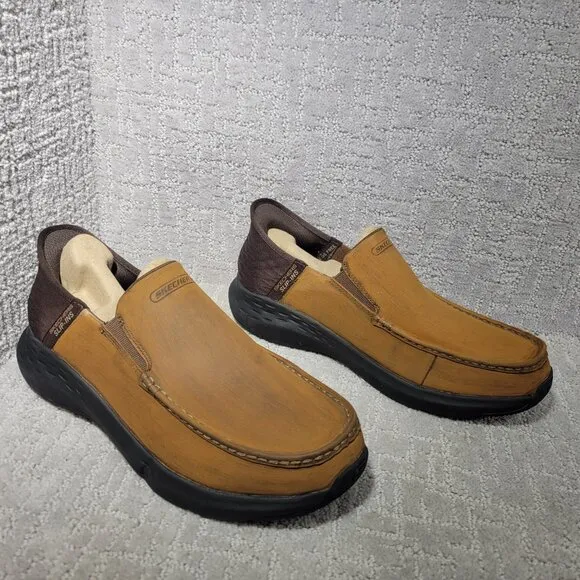 Skechers Parson Oswin Men's Size US 12 Brown Leather Slip On Shoes 204866WW