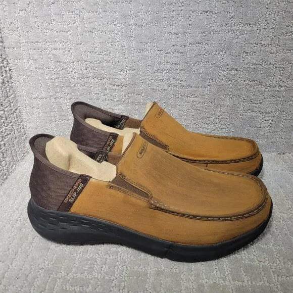 Skechers Parson Oswin Men's Size US 12 Brown Leather Slip On Shoes 204866WW