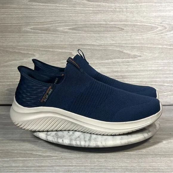 Skechers Ultra Flex 3.0 Mens 11 Shoes Navy Blue Slip In Hands Free Smooth Step