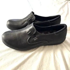 Skechers Washington Ellensburg Black Leather Slip-On Shoes SZ 11 NWOT Relax fit