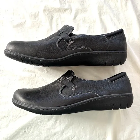 Skechers Washington Ellensburg Black Leather Slip-On Shoes SZ 11 NWOT Relax fit