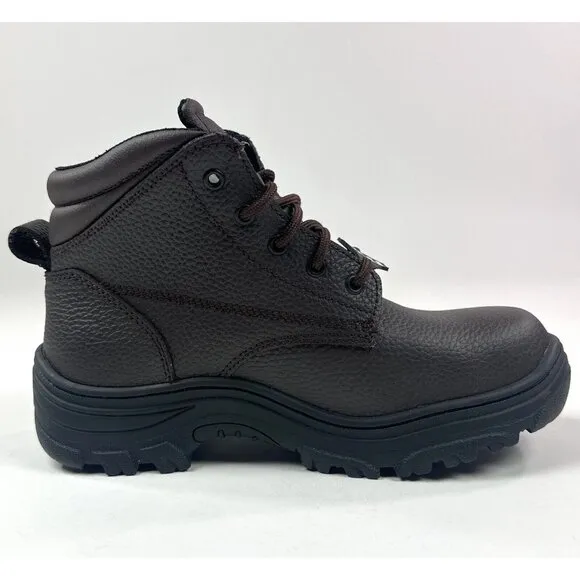 Skechers Work Steel Toe Boot Mens Wide Fit Brown Leather Safety Slip Resistant