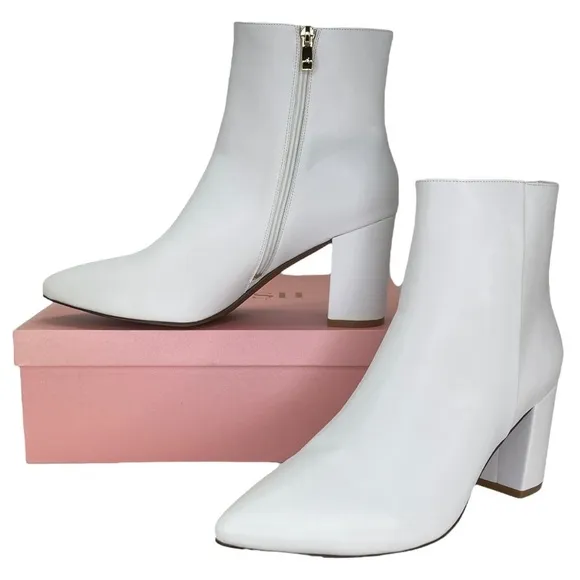 SMASH Shoes Chiku White Faux Leather Womens Ankle Boots Size 12W