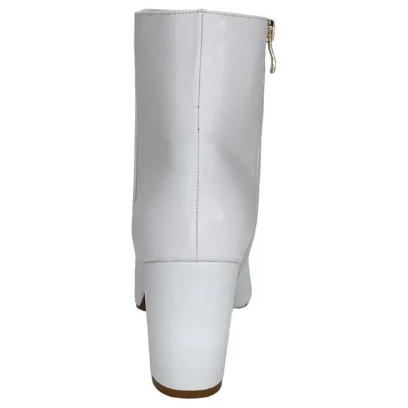 SMASH Shoes Chiku White Faux Leather Womens Ankle Boots Size 12W