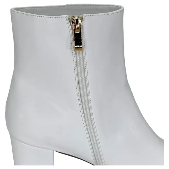 SMASH Shoes Chiku White Faux Leather Womens Ankle Boots Size 12W