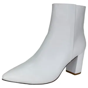 SMASH Shoes Chiku White Faux Leather Womens Ankle Boots Size 12W