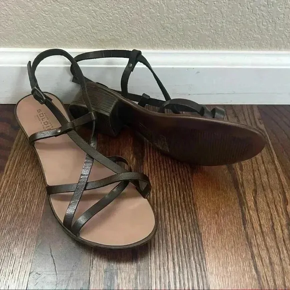Soldini Italy Strappy Sandals Brown Leather Women’s Size 38 US 7 Buckle Heeled