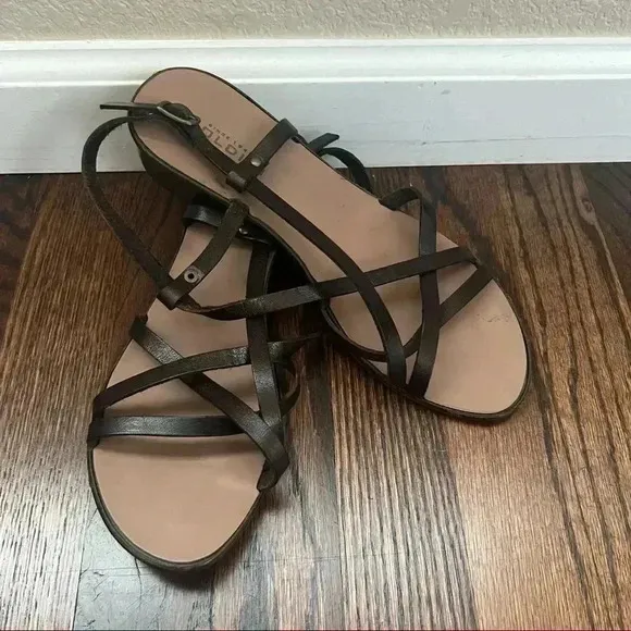 Soldini Italy Strappy Sandals Brown Leather Women’s Size 38 US 7 Buckle Heeled