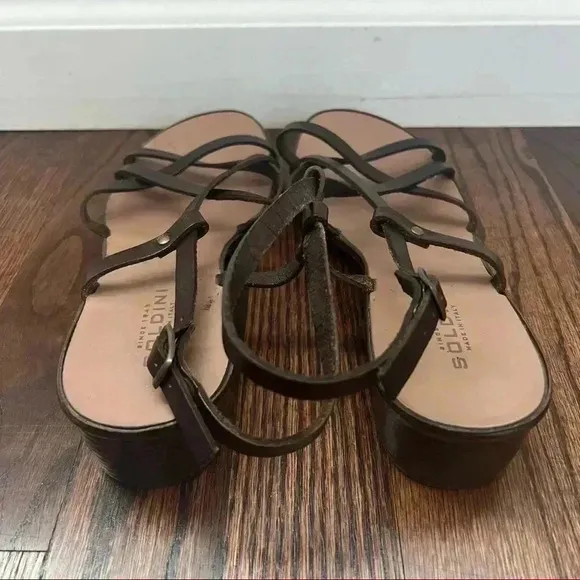 Soldini Italy Strappy Sandals Brown Leather Women’s Size 38 US 7 Buckle Heeled