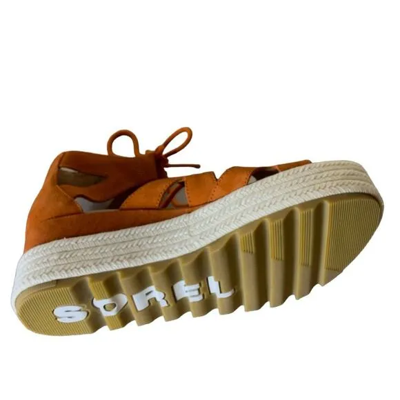Sorel Burnt Orange Cameron Flatform Lace Gladiator Sandals Women'sSize 8.5 NEW