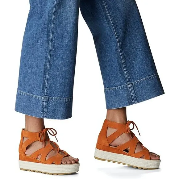 Sorel Burnt Orange Cameron Flatform Lace Gladiator Sandals Women'sSize 8.5 NEW
