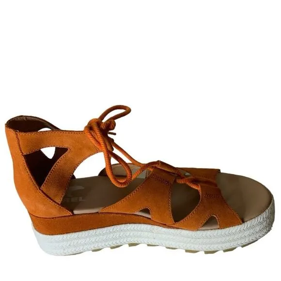 Sorel Burnt Orange Cameron Flatform Lace Gladiator Sandals Women'sSize 8.5 NEW