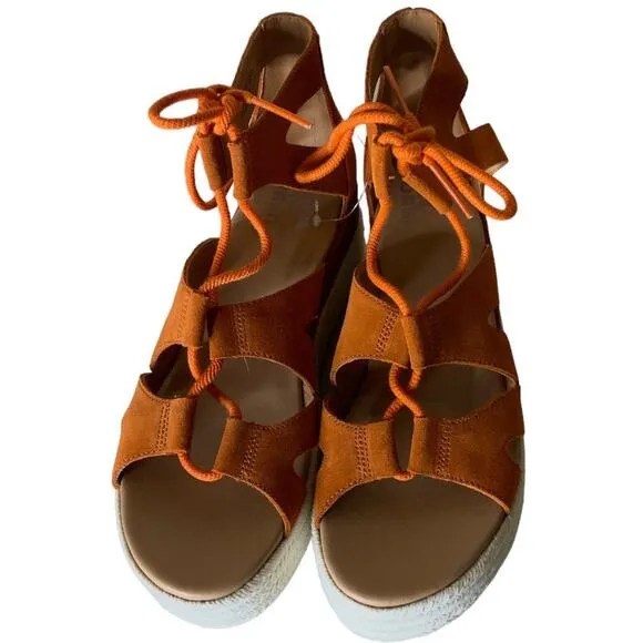 Sorel Burnt Orange Cameron Flatform Lace Gladiator Sandals Women'sSize 8.5 NEW