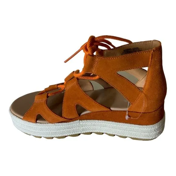 Sorel Burnt Orange Cameron Flatform Lace Gladiator Sandals Women'sSize 8.5 NEW