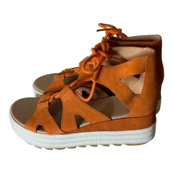 Sorel Burnt Orange Cameron Flatform Lace Gladiator Sandals Women'sSize 8.5 NEW
