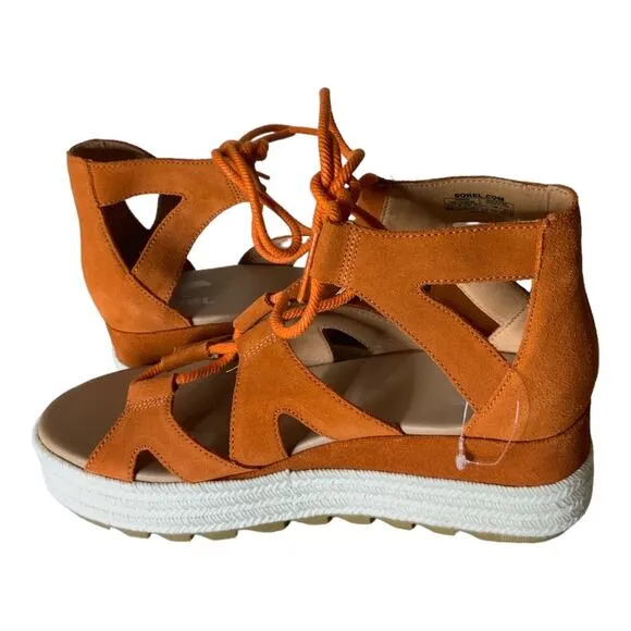 Sorel Burnt Orange Cameron Flatform Lace Gladiator Sandals Women'sSize 8.5 NEW