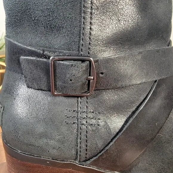 Sorel Cate Black Leather Waterproof Moto Boots Size 7.5