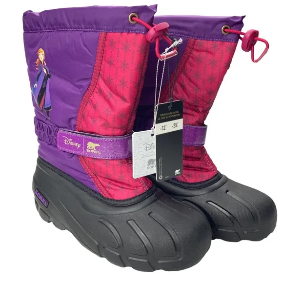 Sorel Disney rain boots toddler Waterproof Little Youth Flurry Frozen 2 PURPLE,