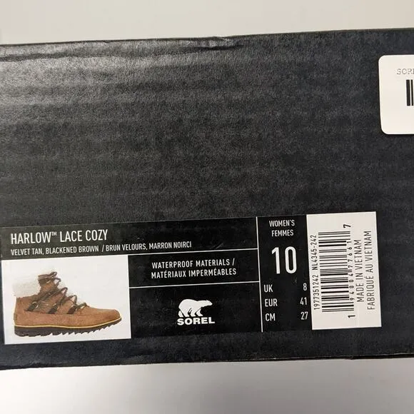 Sorel Harlow Lace Cozy Winter Boots, Tan Suede, Women's 10 M