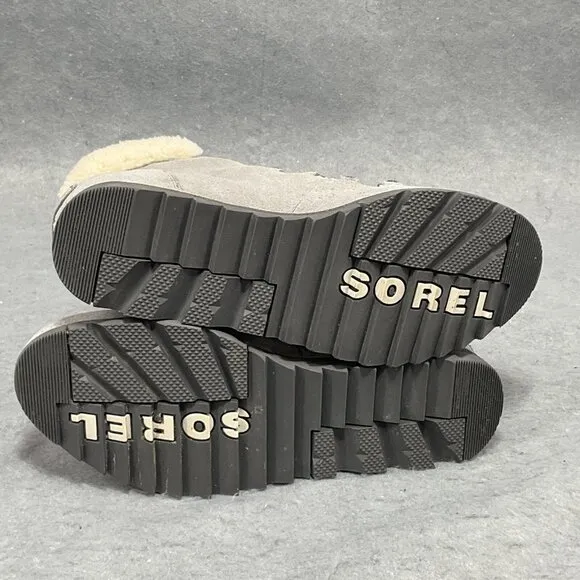 Sorel Harlow Women’s Sz 8.5 Lace Cozy Waterproof Leather Shearling Booties Boots