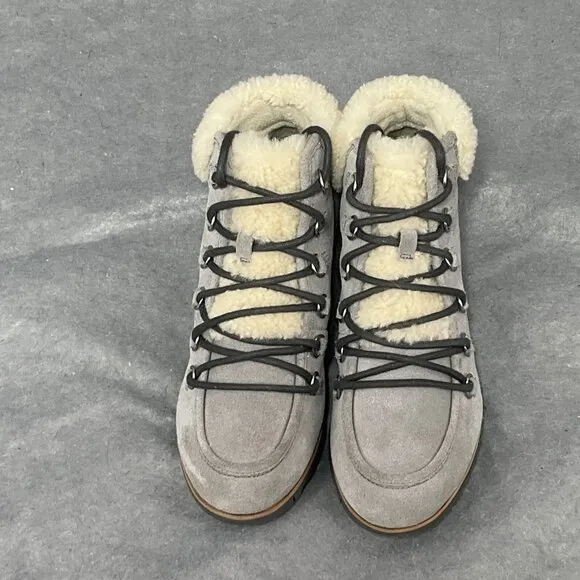 Sorel Harlow Women’s Sz 8.5 Lace Cozy Waterproof Leather Shearling Booties Boots