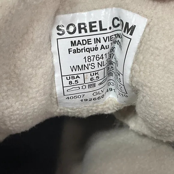 Sorel Harlow Women’s Sz 8.5 Lace Cozy Waterproof Leather Shearling Booties Boots