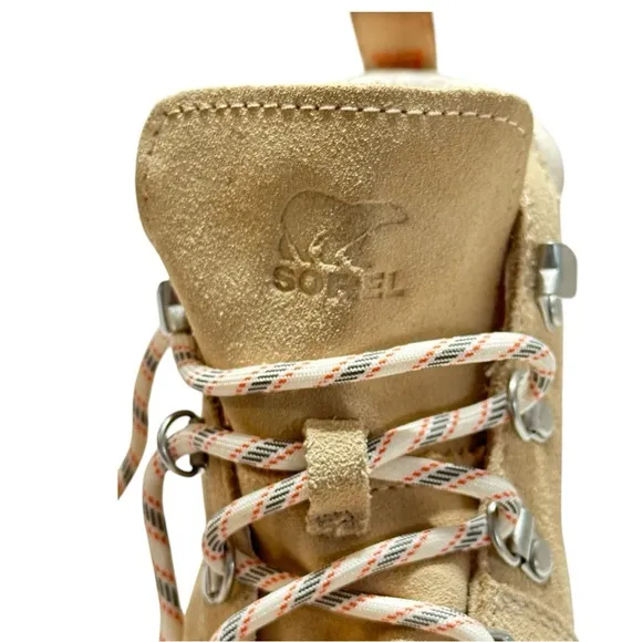 Sorel Hi-Line Hiker Waterproof Beige Ceramic Major Suede Lace Up Hiking Boots