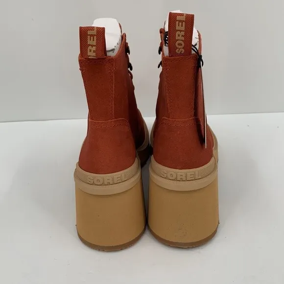 Sorel Hi-line lug boots suede leather waterproof chunky platform shoe red new 9