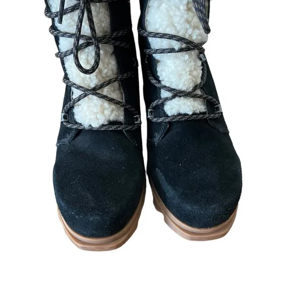 Sorel Joan of Arctic III Lace Cozy Boots in black Shearling waterproof s…