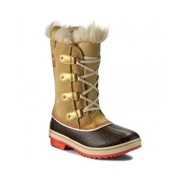 SOREL Joan of Arctic Leather Fur Lined Waterproof Boots Tan Size 6