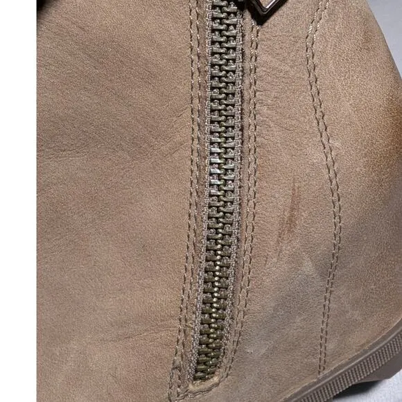 Sorel Joan of Arctic Wedge II Zip Ash Brown Leather Chelsea Ankle Boots Sz 9.5