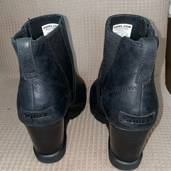 Sorel Joan Uptown Chelsea Waterproof Black Leather Ankle Boots Womens Size 9.5